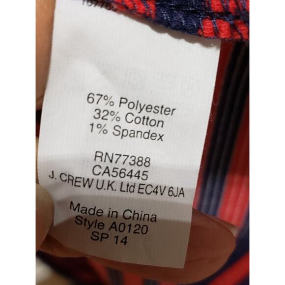 J. Crew Women's Red & Blue Polyester Scoop Neck Short Sleeve Knee Length Dress 4 - Picture 8 of 11